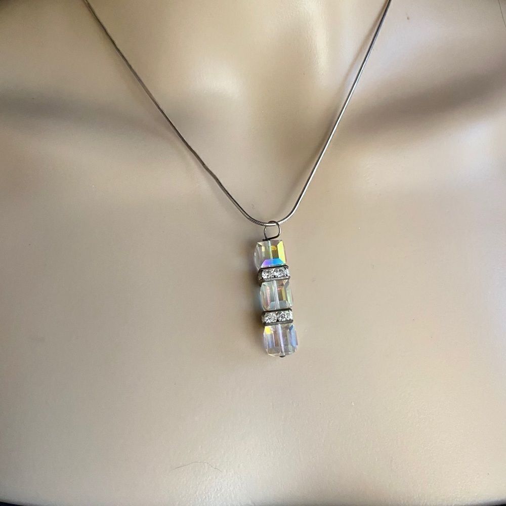 CRYSTAL & rhinestone 925 silver necklace